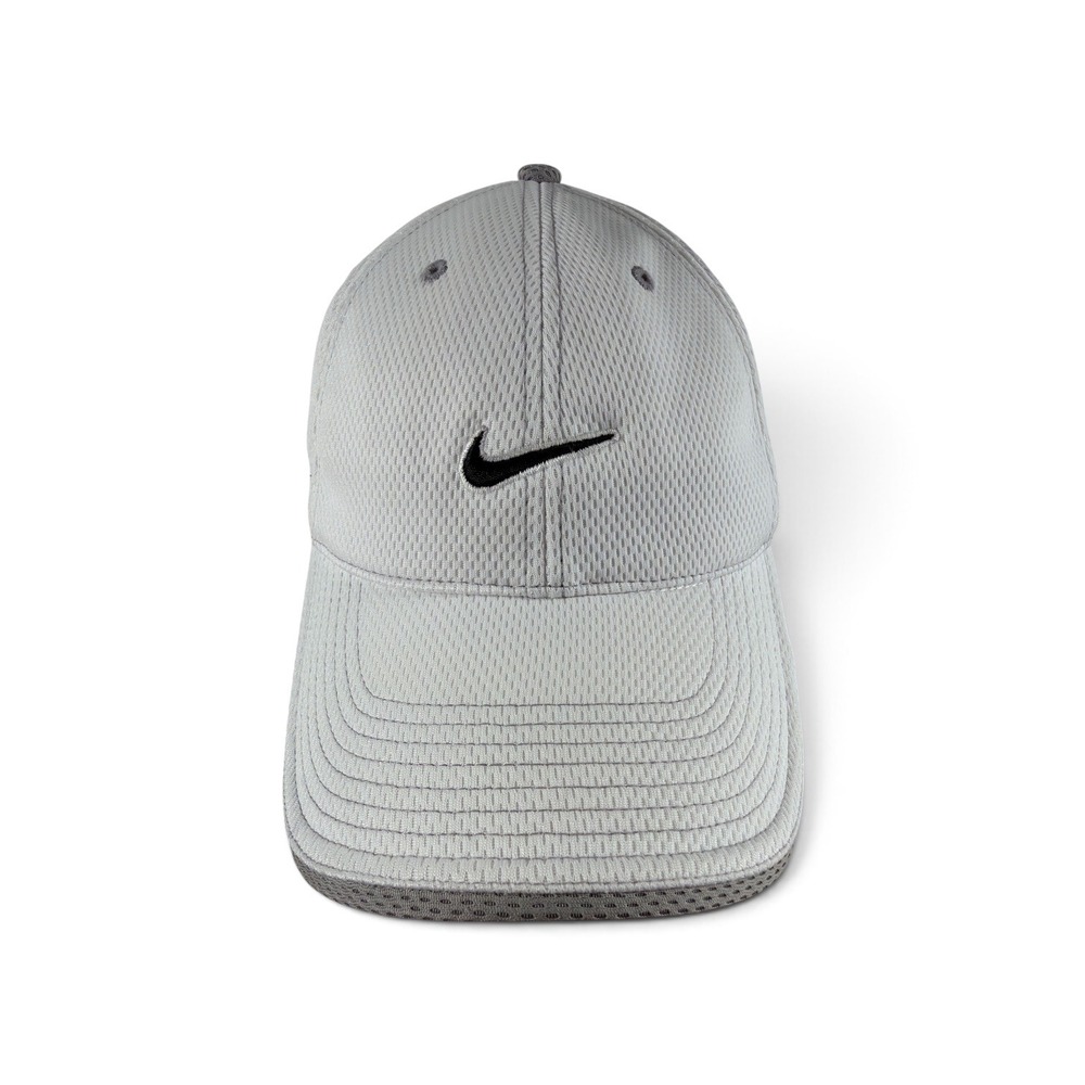 Nike Hat Cap Strap Back White Mesh Embroidered Swoosh Athletic Golf Mens OS